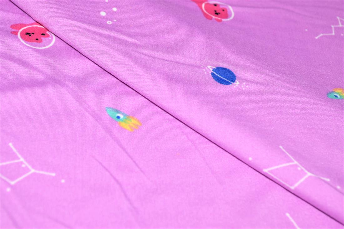 Pink Space Cats Printed Brushed/Jersey Fabric