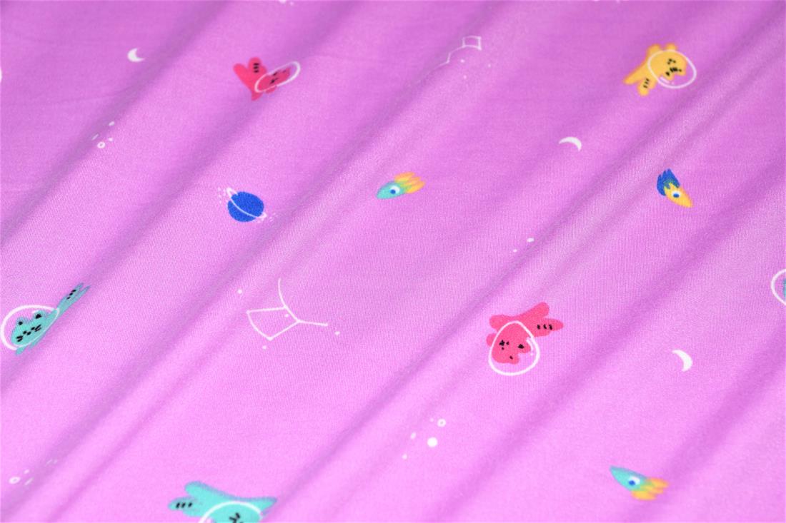 Pink Space Cats Printed Brushed/Jersey Fabric