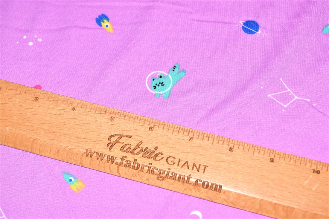 Pink Space Cats Printed Brushed/Jersey Fabric
