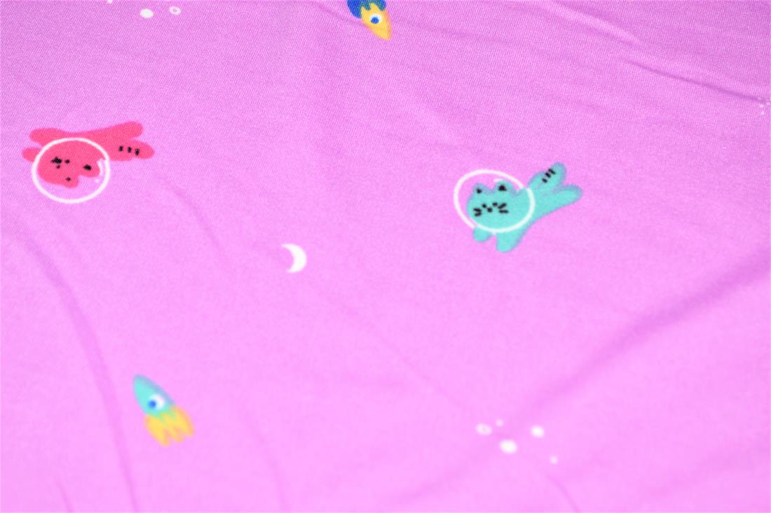 Pink Space Cats Printed Brushed/Jersey Fabric