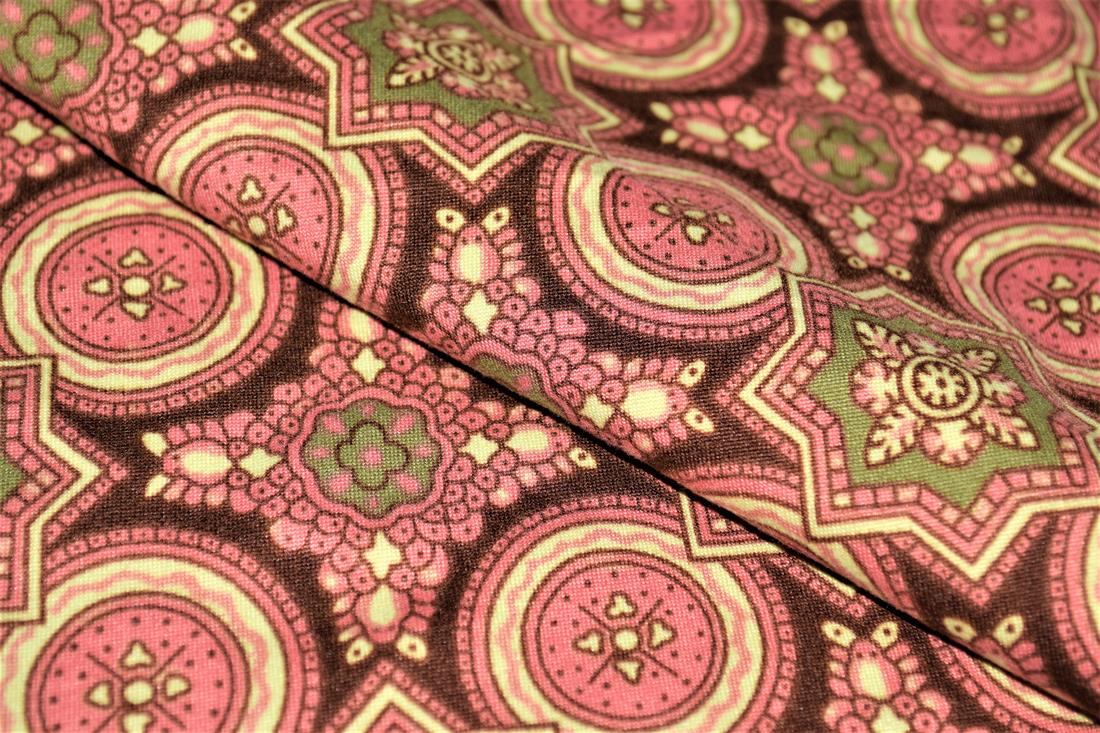 Orange 70s Pattern Soft Printed DTY Brushed Jersey