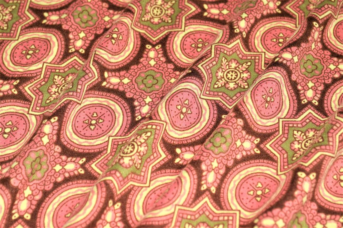 Orange 70s Pattern Soft Printed DTY Brushed Jersey