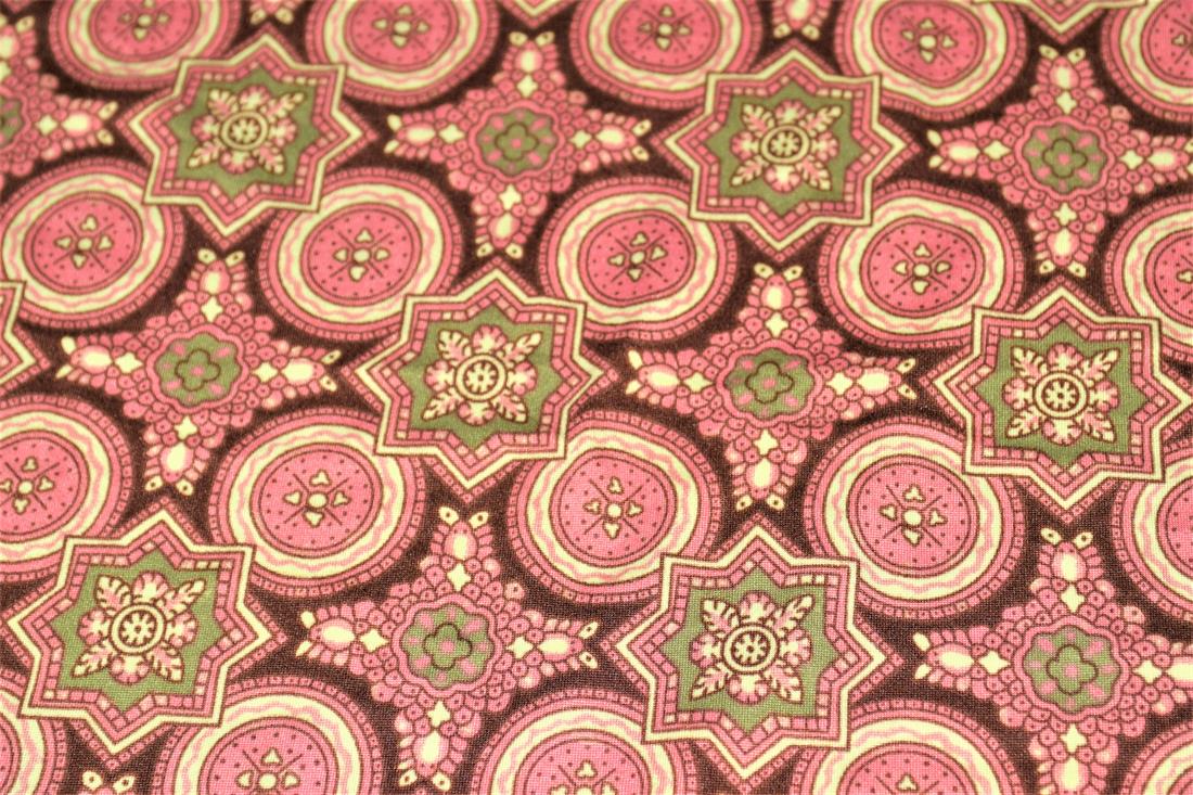 Orange 70s Pattern Soft Printed DTY Brushed Jersey