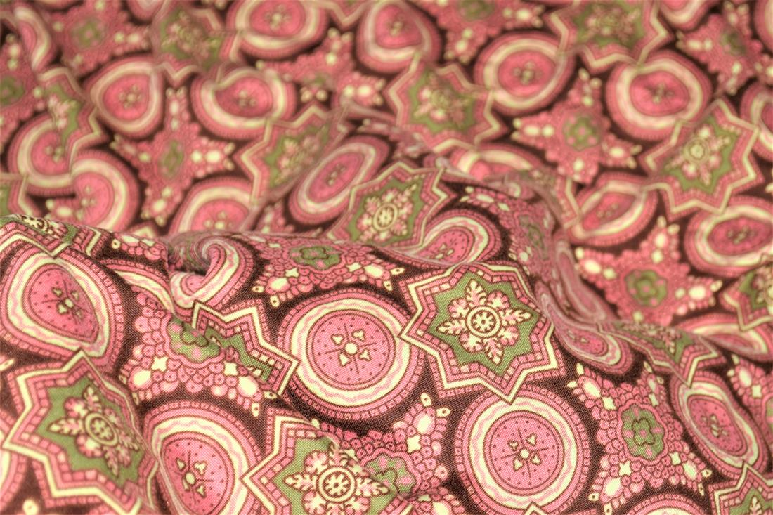Orange 70s Pattern Soft Printed DTY Brushed Jersey