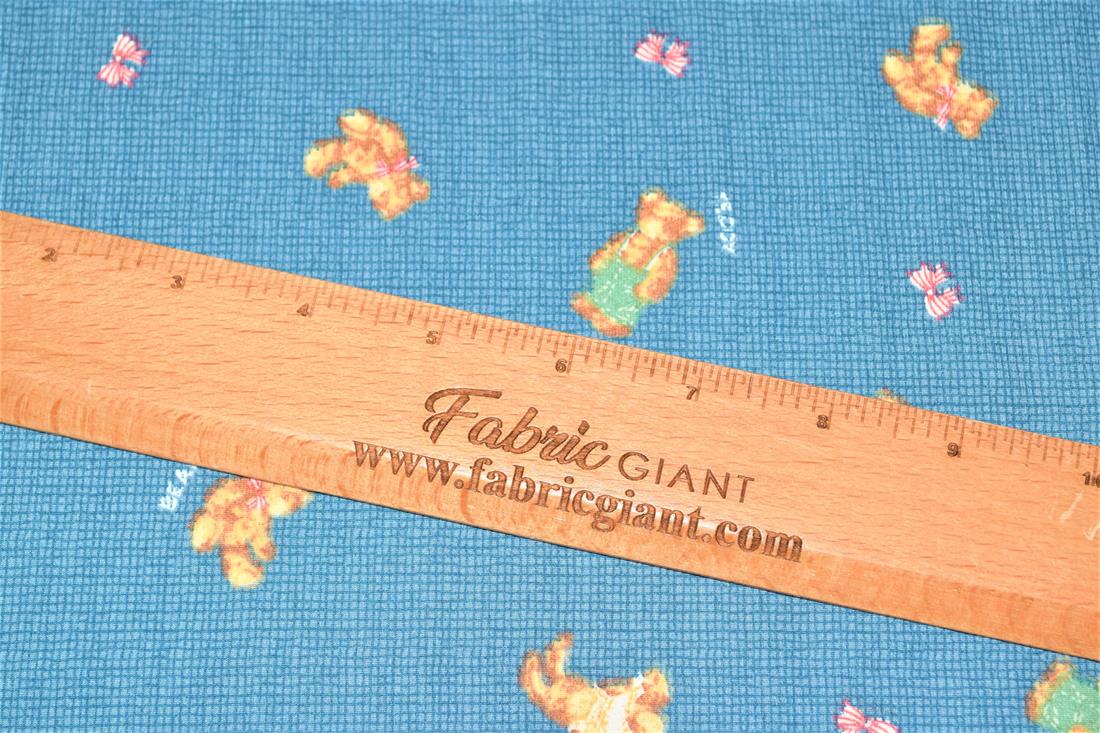 Blue Teddy Bears Printed Brushed/Jersey Fabric