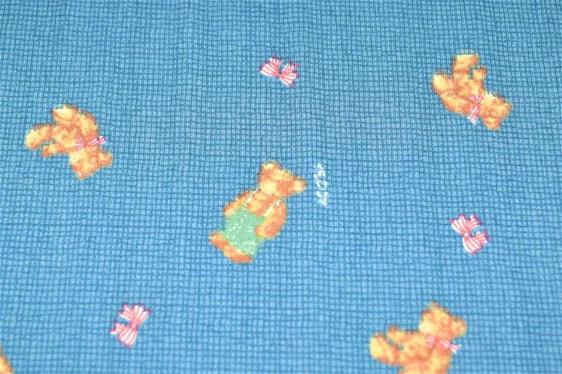 Blue Teddy Bears Printed Brushed/Jersey Fabric