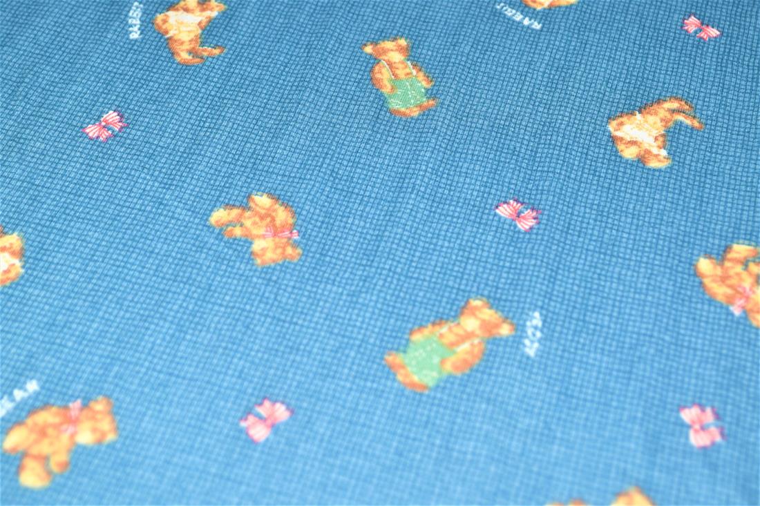 Blue Teddy Bears Printed Brushed/Jersey Fabric
