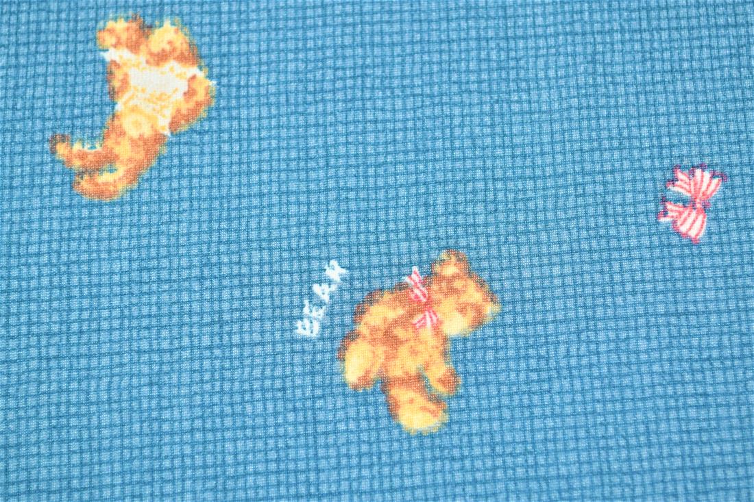 Blue Teddy Bears Printed Brushed/Jersey Fabric
