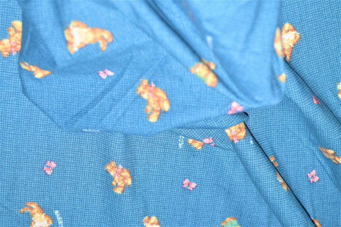 Blue Teddy Bears Printed Brushed/Jersey Fabric