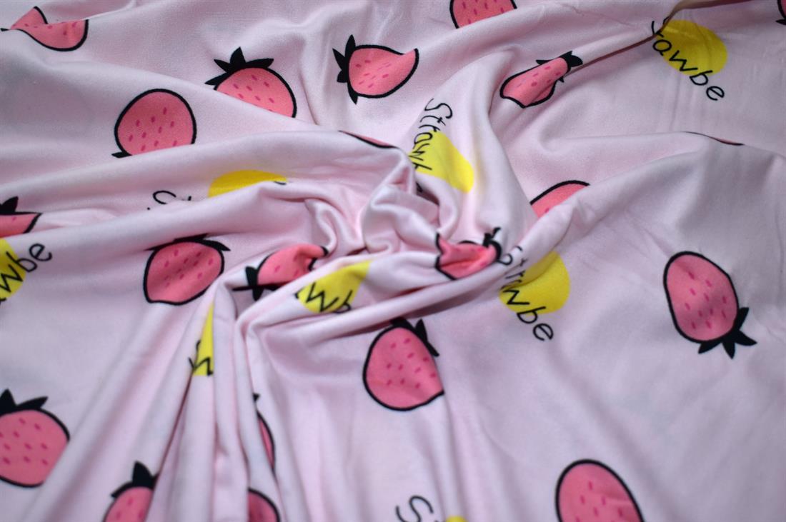 Pink Printed Brushed/Jersey Fabric