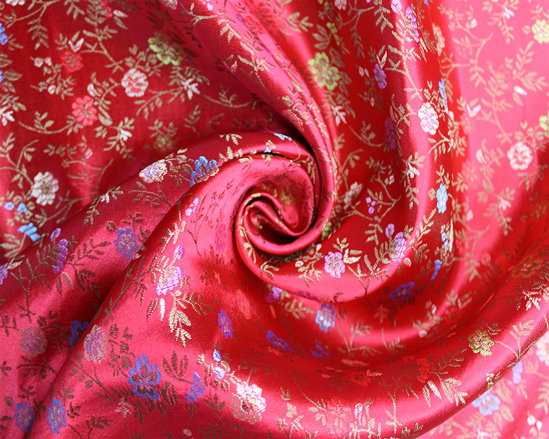 Red Chinese Flower Brocade