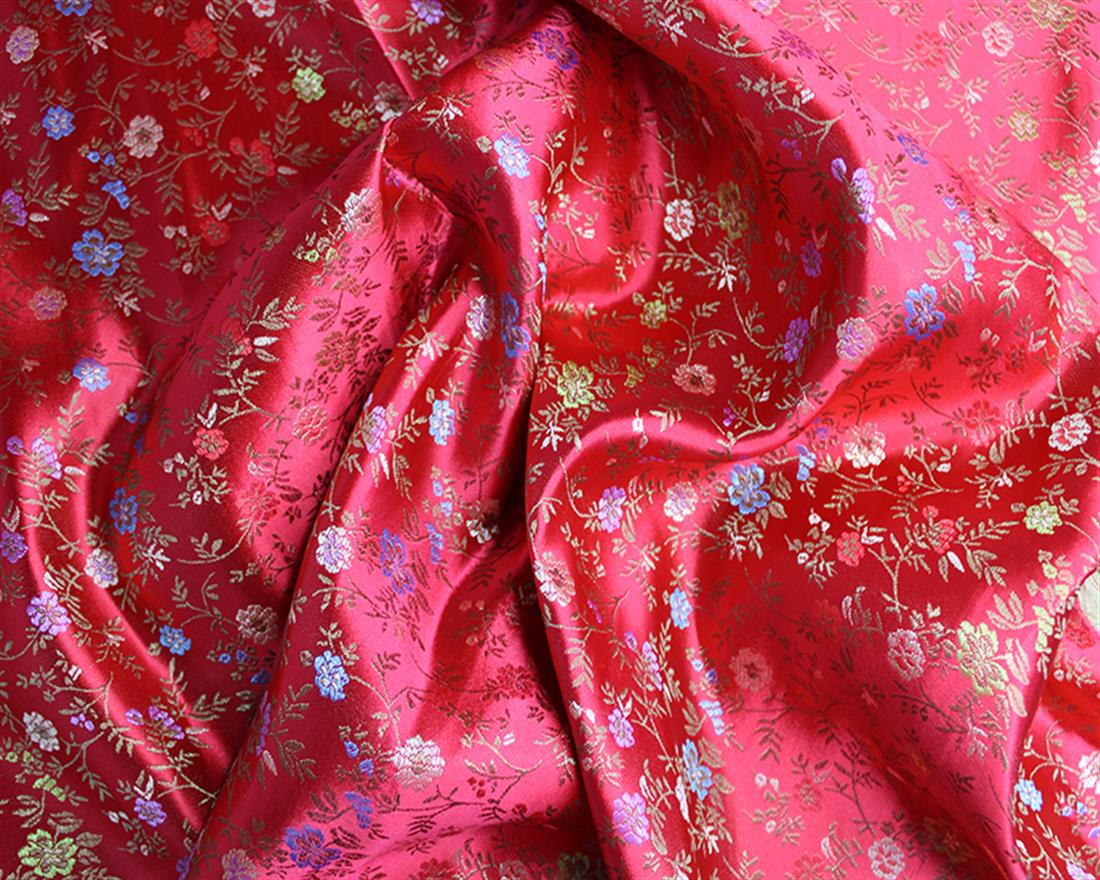 Red Chinese Flower Brocade