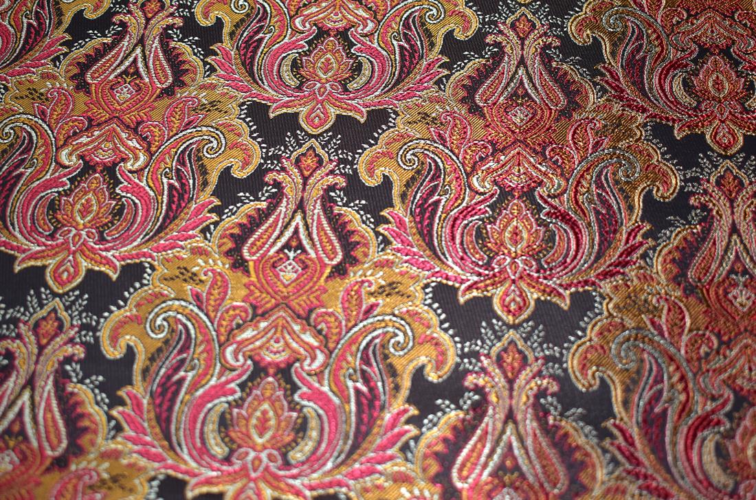 Black Printed Brocade Jacquard Fabric