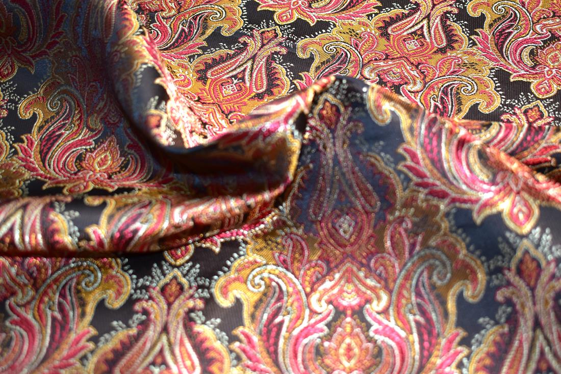 Black Printed Brocade Jacquard Fabric