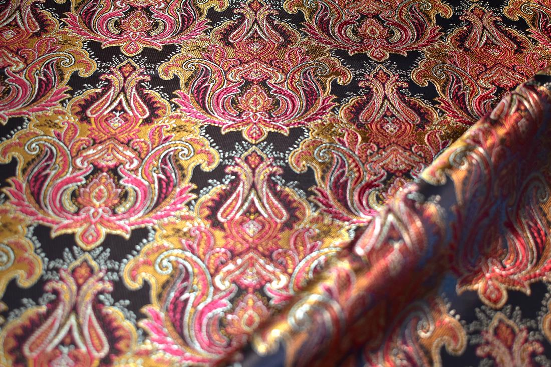 Black Printed Brocade Jacquard Fabric