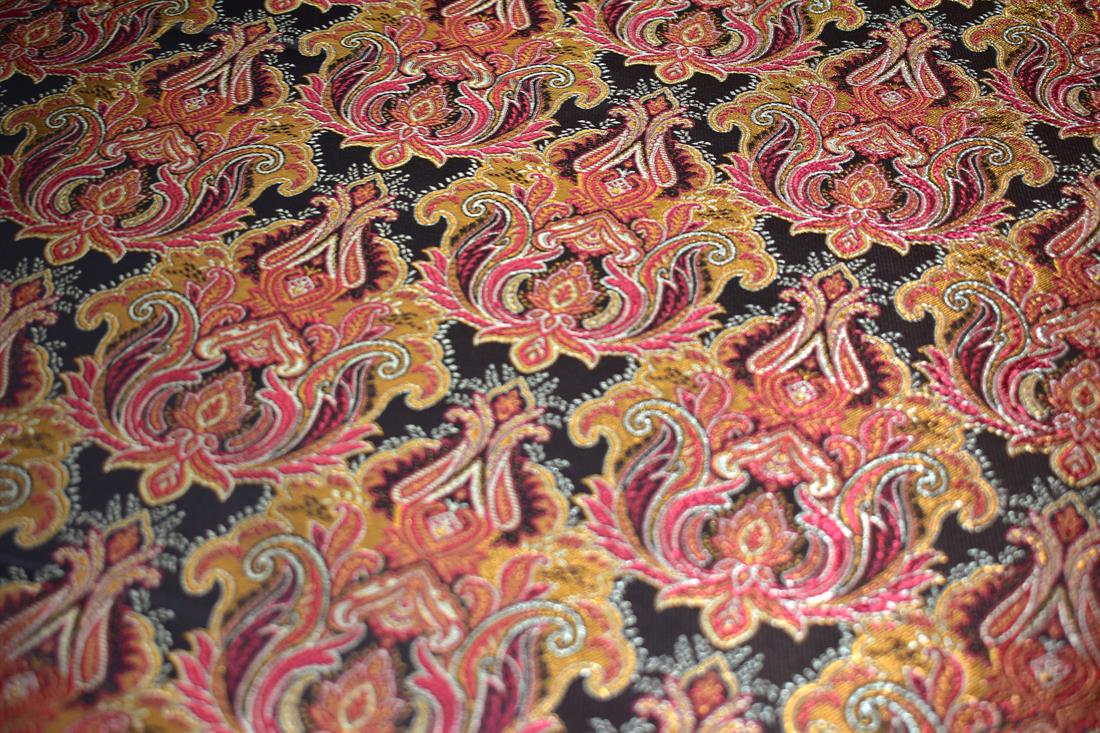 Black Printed Brocade Jacquard Fabric