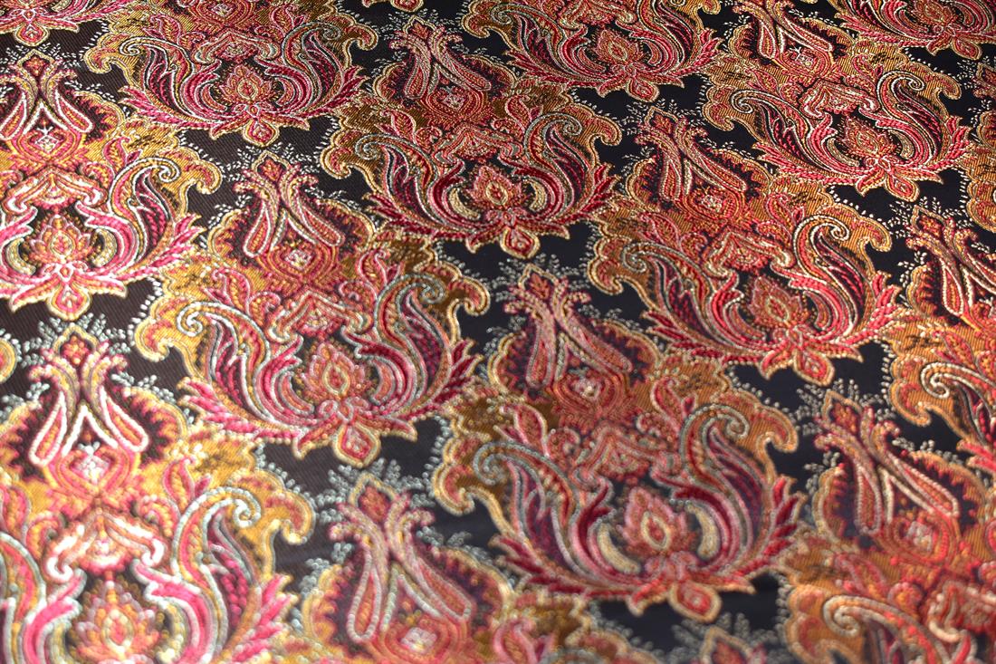 Black Printed Brocade Jacquard Fabric