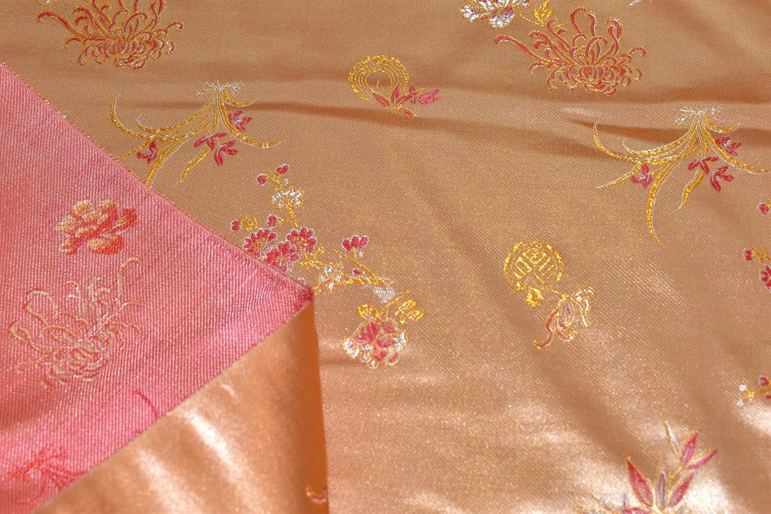 Light Peach Chinese Brocade Fabric