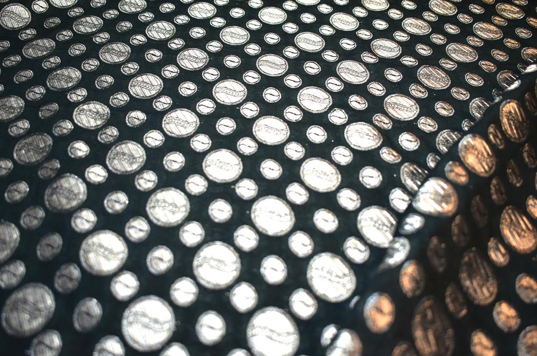 Black Printed 100% Polyester Brocade Fabric