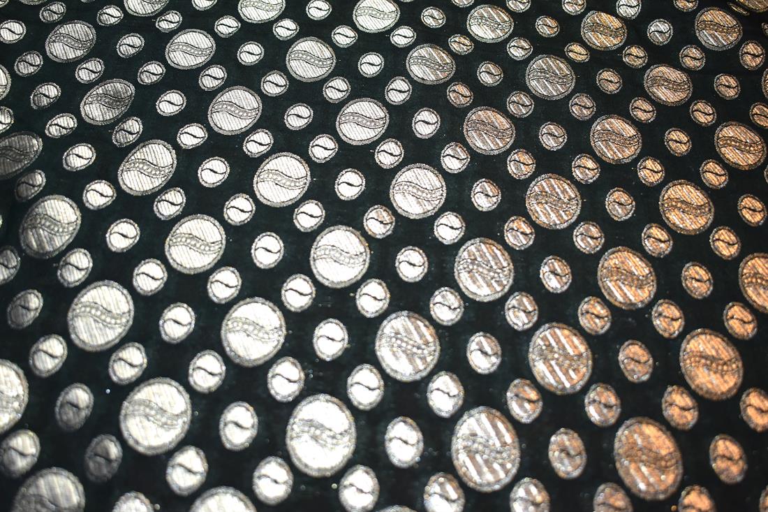 Black Printed 100% Polyester Brocade Fabric