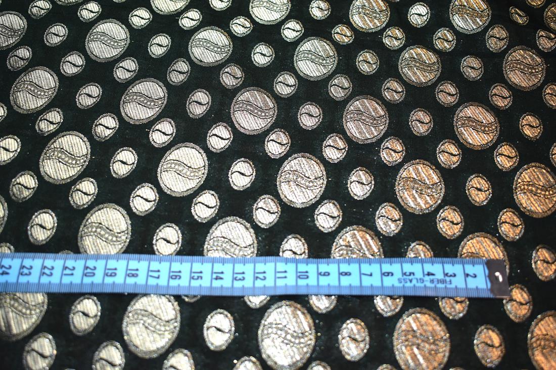 Black Printed 100% Polyester Brocade Fabric
