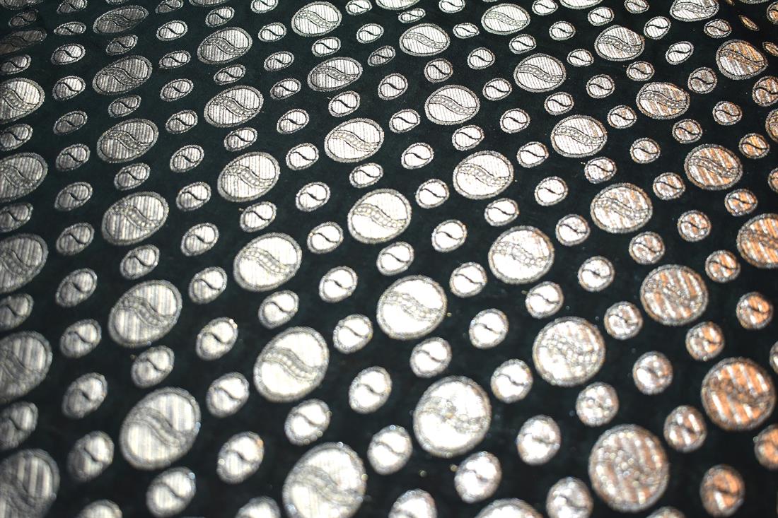 Black Printed 100% Polyester Brocade Fabric