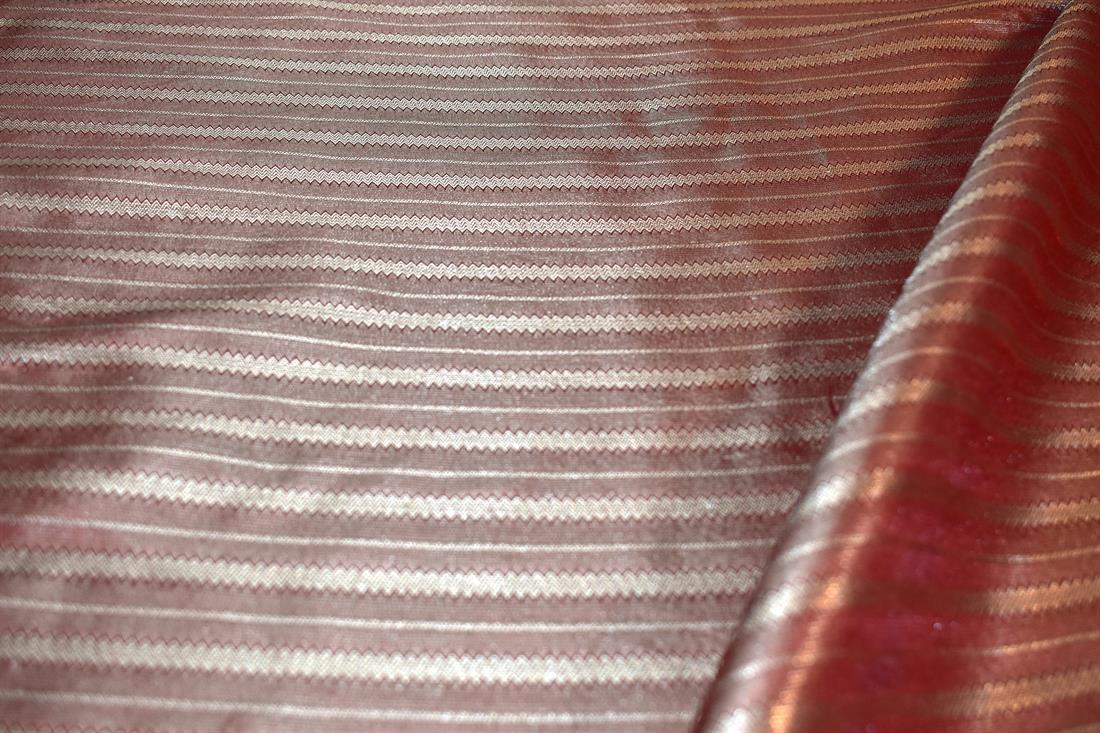 Red & Gold Printed 100% Polyester Brocade Fabric
