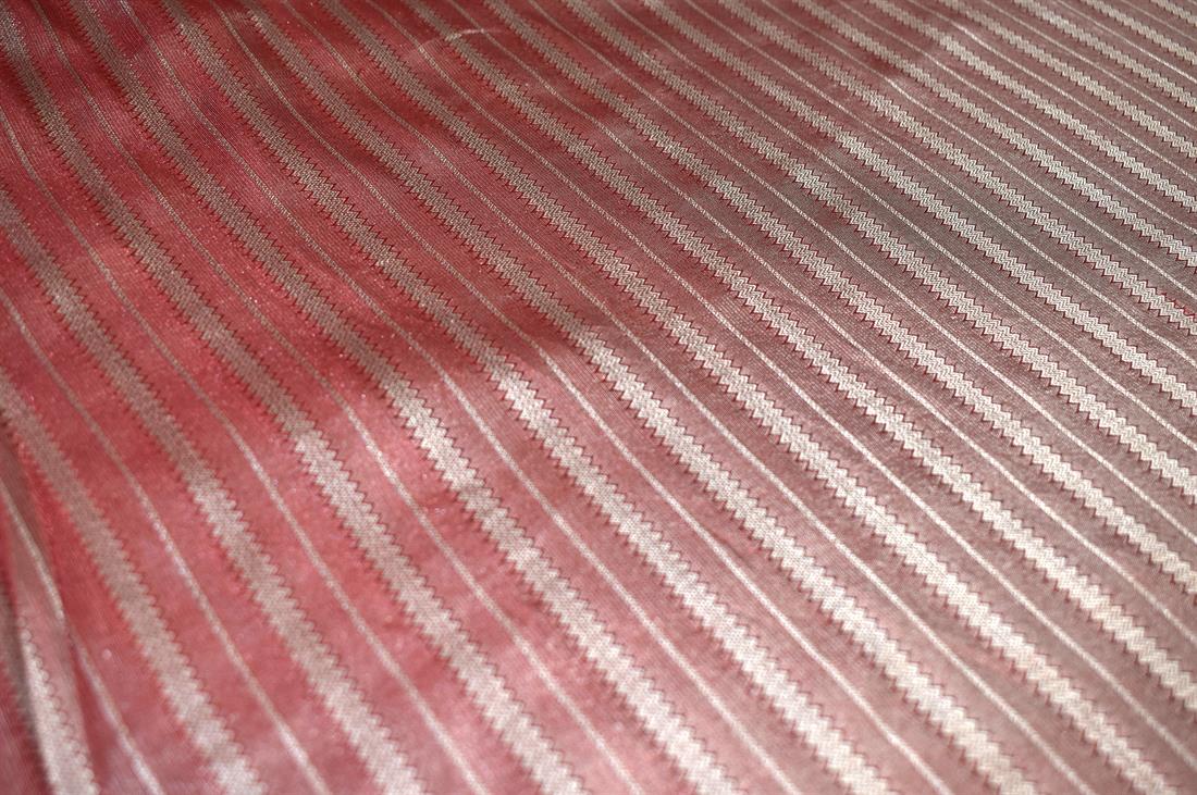 Red & Gold Printed 100% Polyester Brocade Fabric