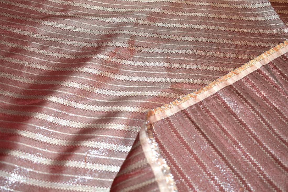 Red & Gold Printed 100% Polyester Brocade Fabric