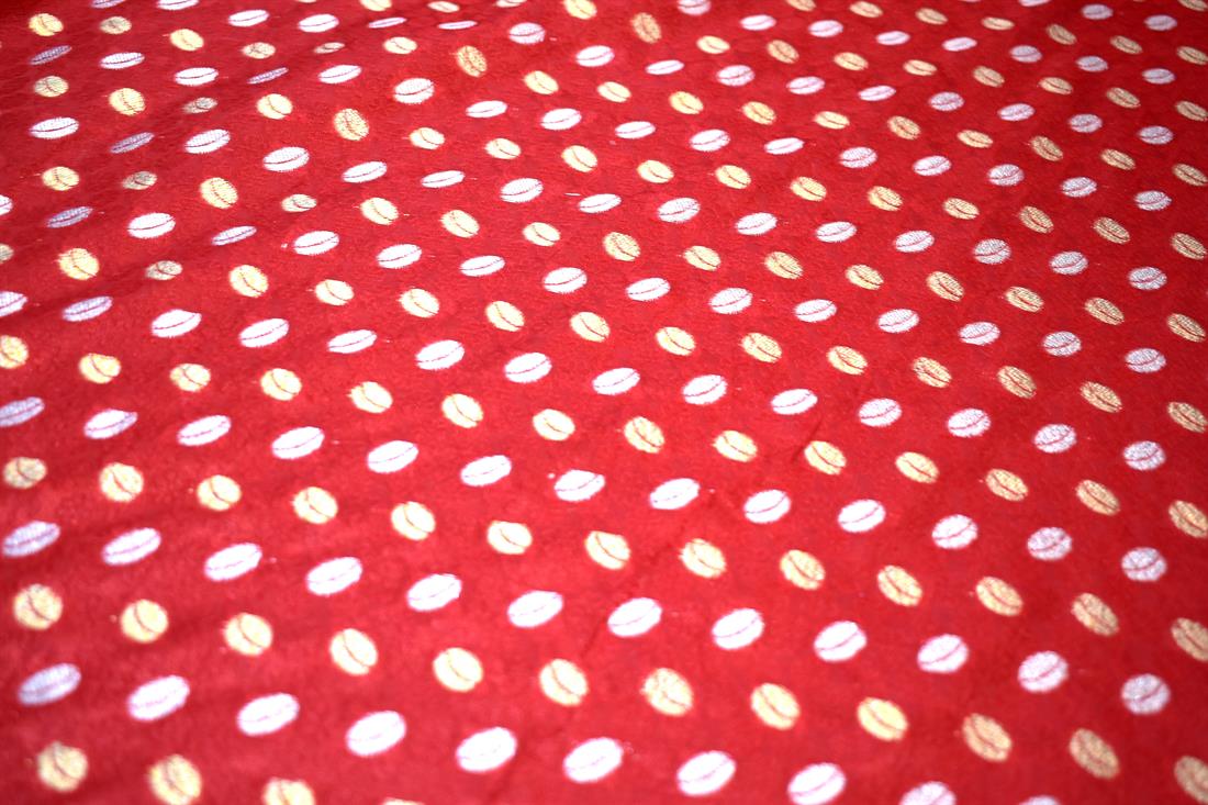 Red Printed 100% Polyester Brocade Fabric