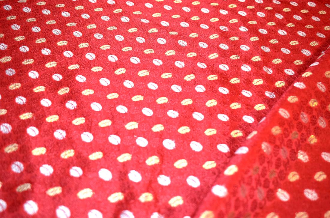Red Printed 100% Polyester Brocade Fabric