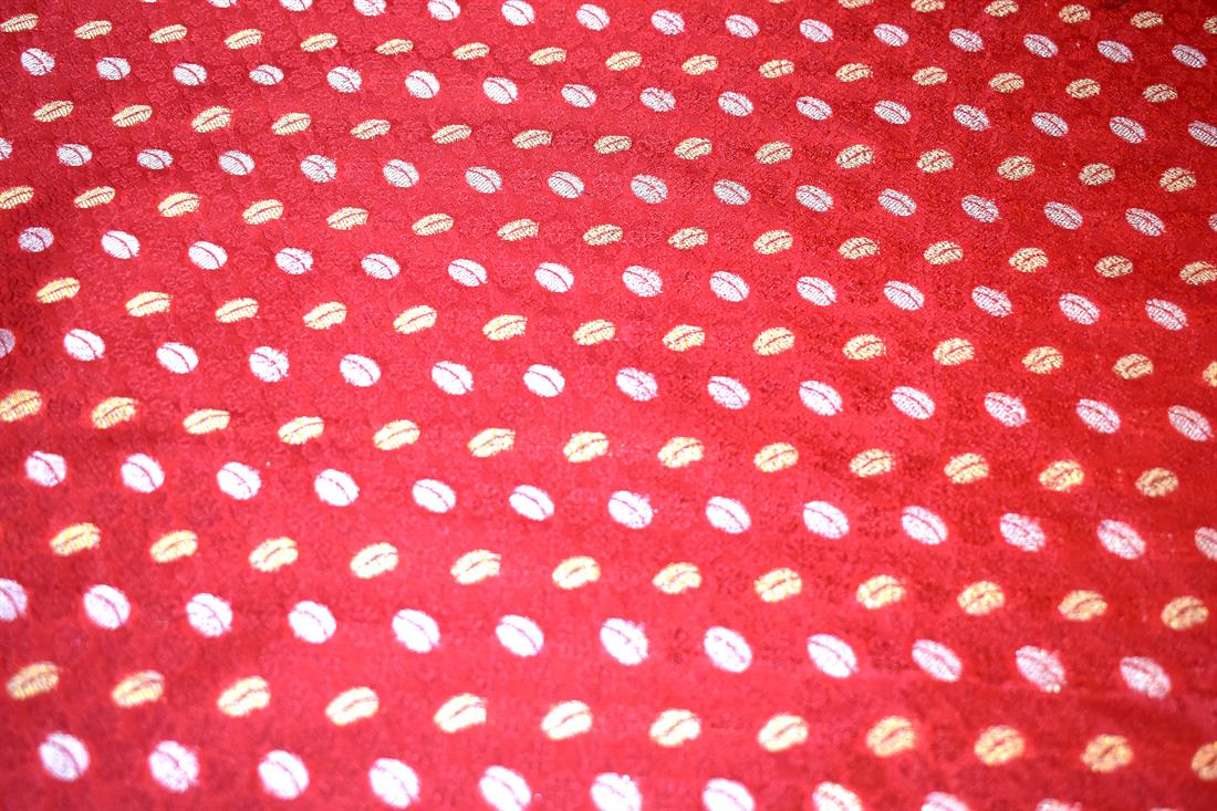 Red Printed 100% Polyester Brocade Fabric