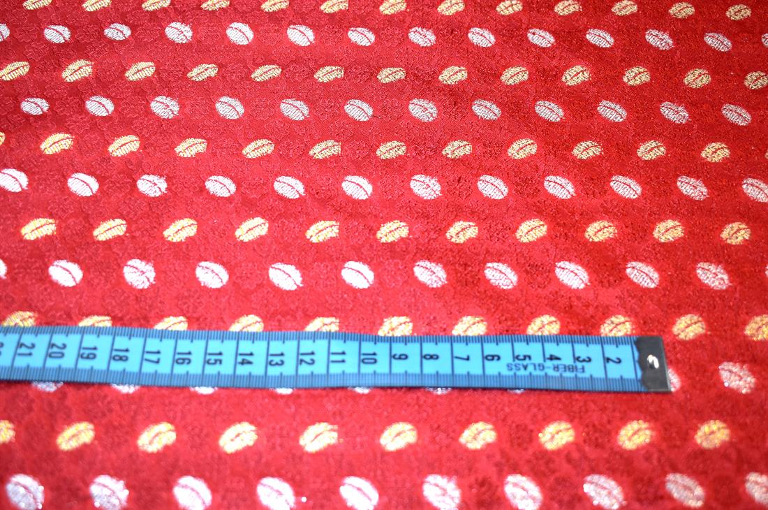 Red Printed 100% Polyester Brocade Fabric