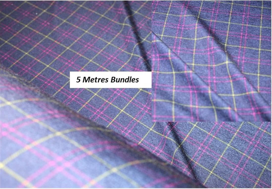 Dark Navy Tartan Printed Jersey Fabric