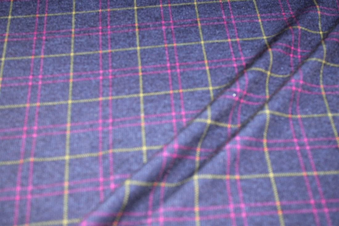 Dark Navy Tartan Printed Jersey Fabric