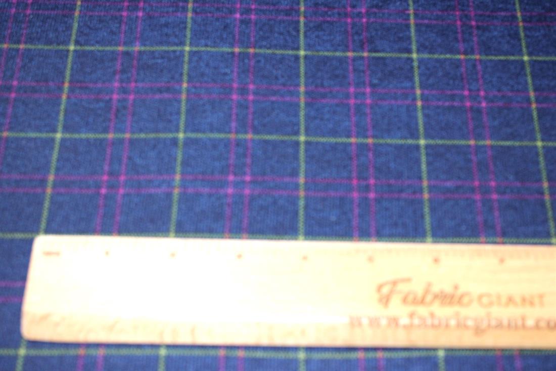 Dark Navy Tartan Printed Jersey Fabric