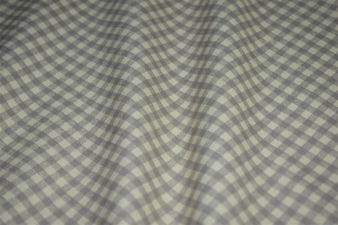 Light Grey Gingham Print Canvas Fabric