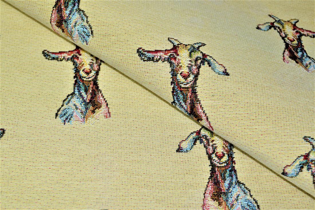 Natural Goats All Over Printed Weight Tapestry