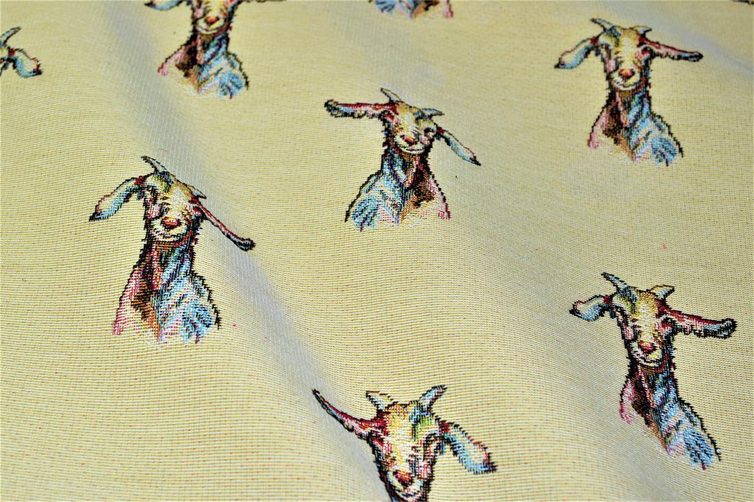 Natural Goats All Over Printed Weight Tapestry