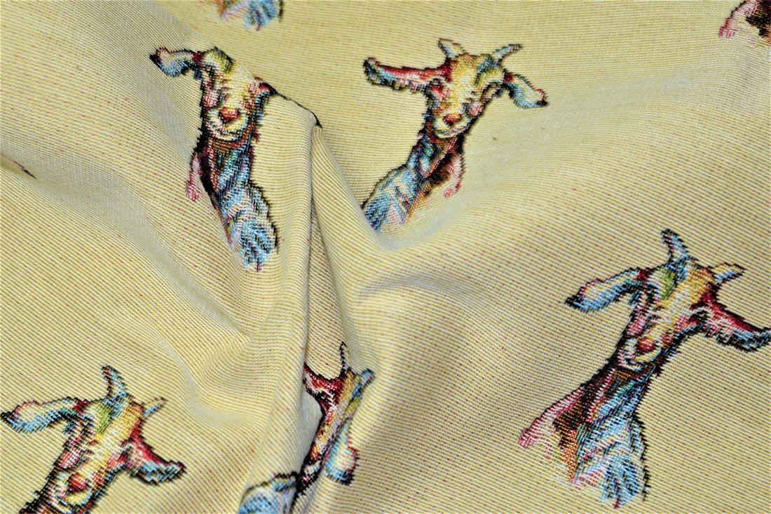 Natural Goats All Over Printed Weight Tapestry