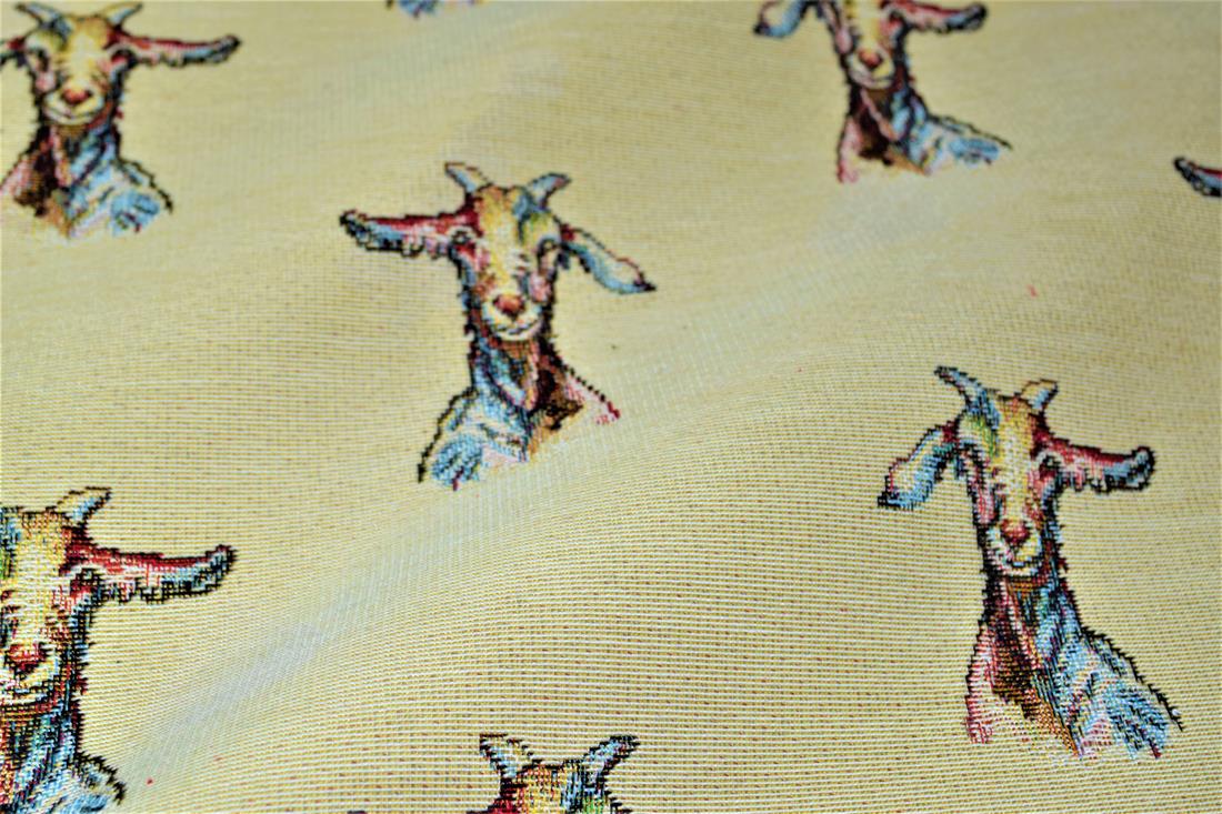 Natural Goats All Over Printed Weight Tapestry