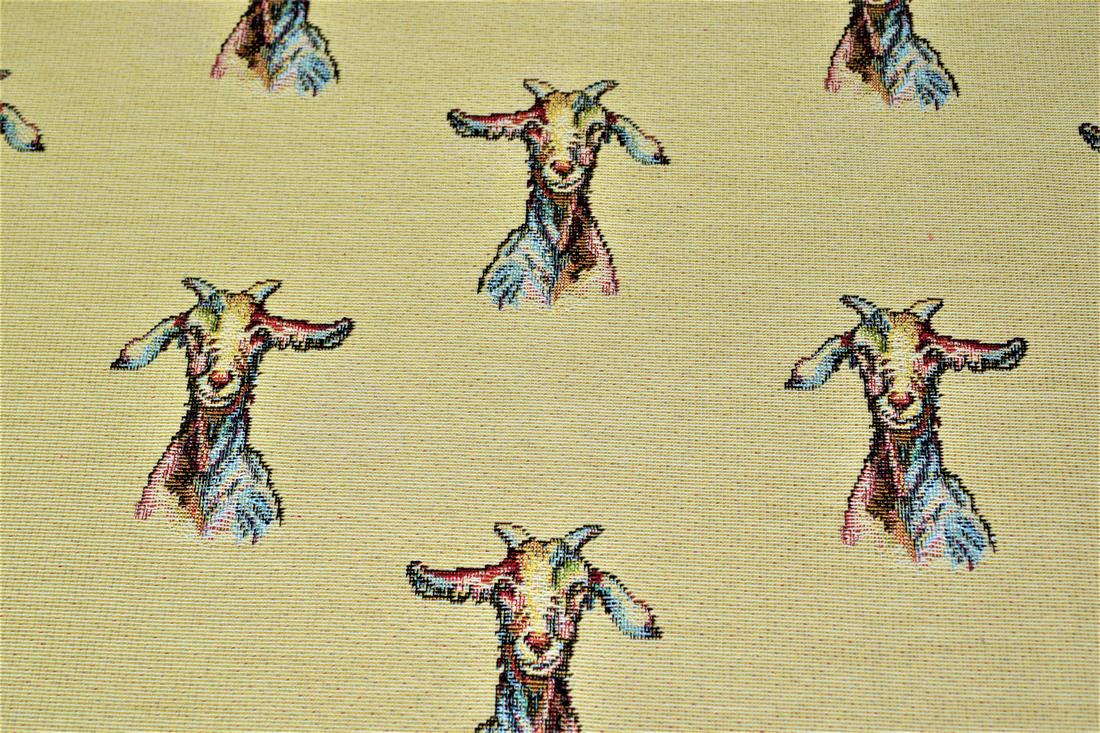 Natural Goats All Over Printed Weight Tapestry