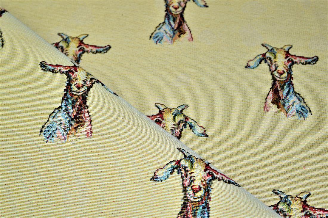 Natural Goats All Over Printed Weight Tapestry