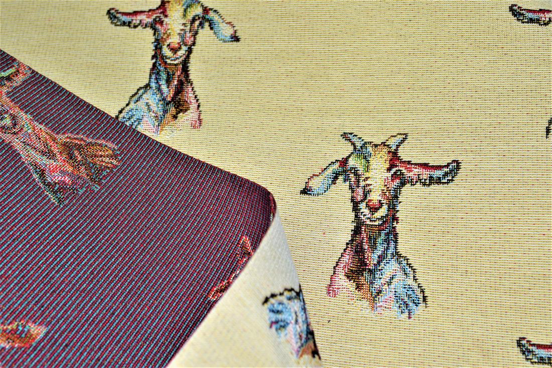 Natural Goats All Over Printed Weight Tapestry
