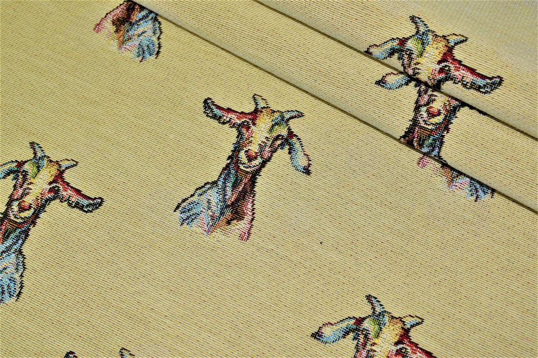 Natural Goats All Over Printed Weight Tapestry