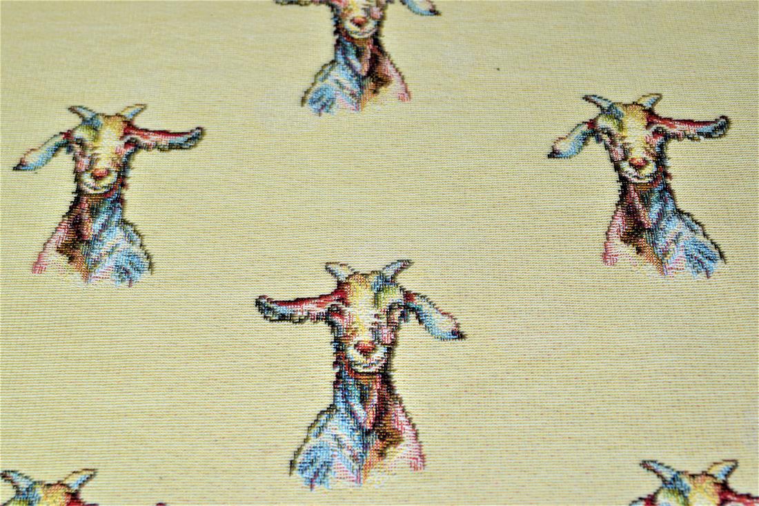 Natural Goats All Over Printed Weight Tapestry