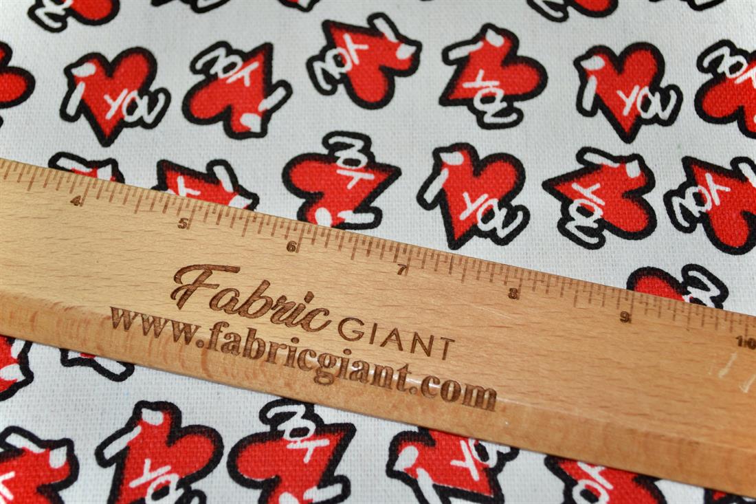 Red & White I Heart You Prined 100% Canvas