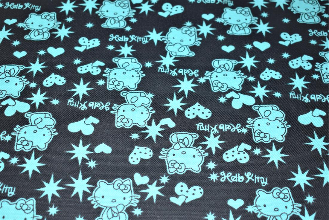 Black & Green Printed Canvas, Kitty Black