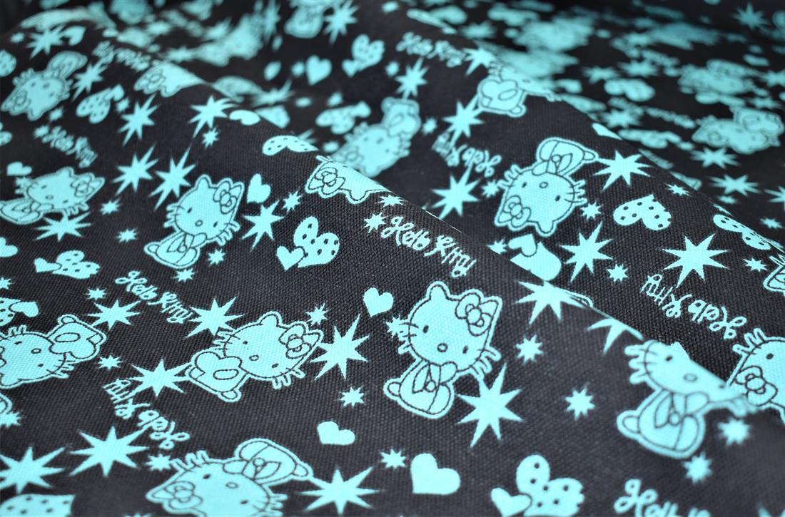 Black & Green Printed Canvas, Kitty Black
