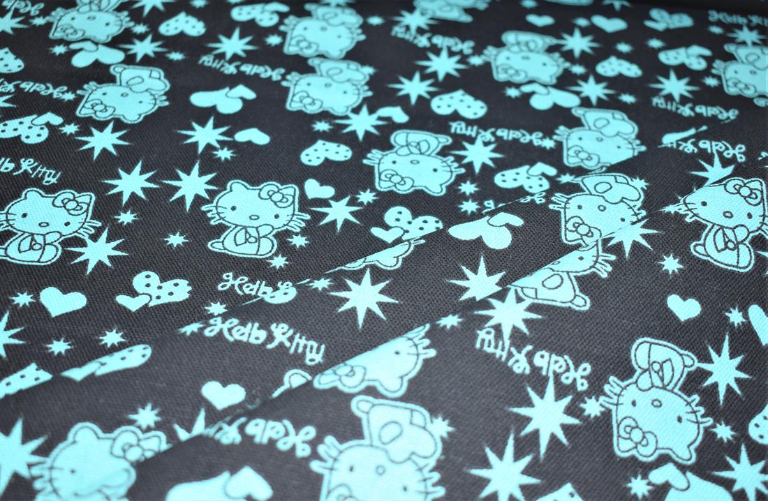 Black & Green Printed Canvas, Kitty Black